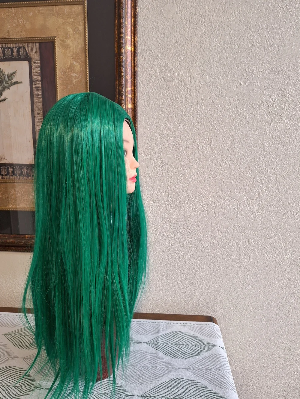 Green Long Straight Women’s Wig - Unknown Brand